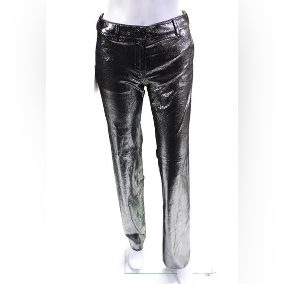 Nwt Mon&Pau Womens Leather Straight Leg Pants Silver Limited Edition XXS - Picture 3 of 7